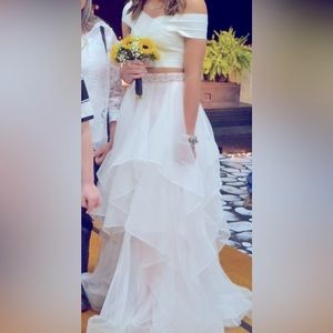 ALYCE PARIS 2 PIECE PROM VALENTINE DANCE DRESS BEACH WEDDING 0/2 Champagne Pink